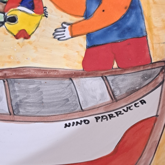 Modern Italian Pottery Plate Nino Parrucca Fisherman - Picture 3 of 6